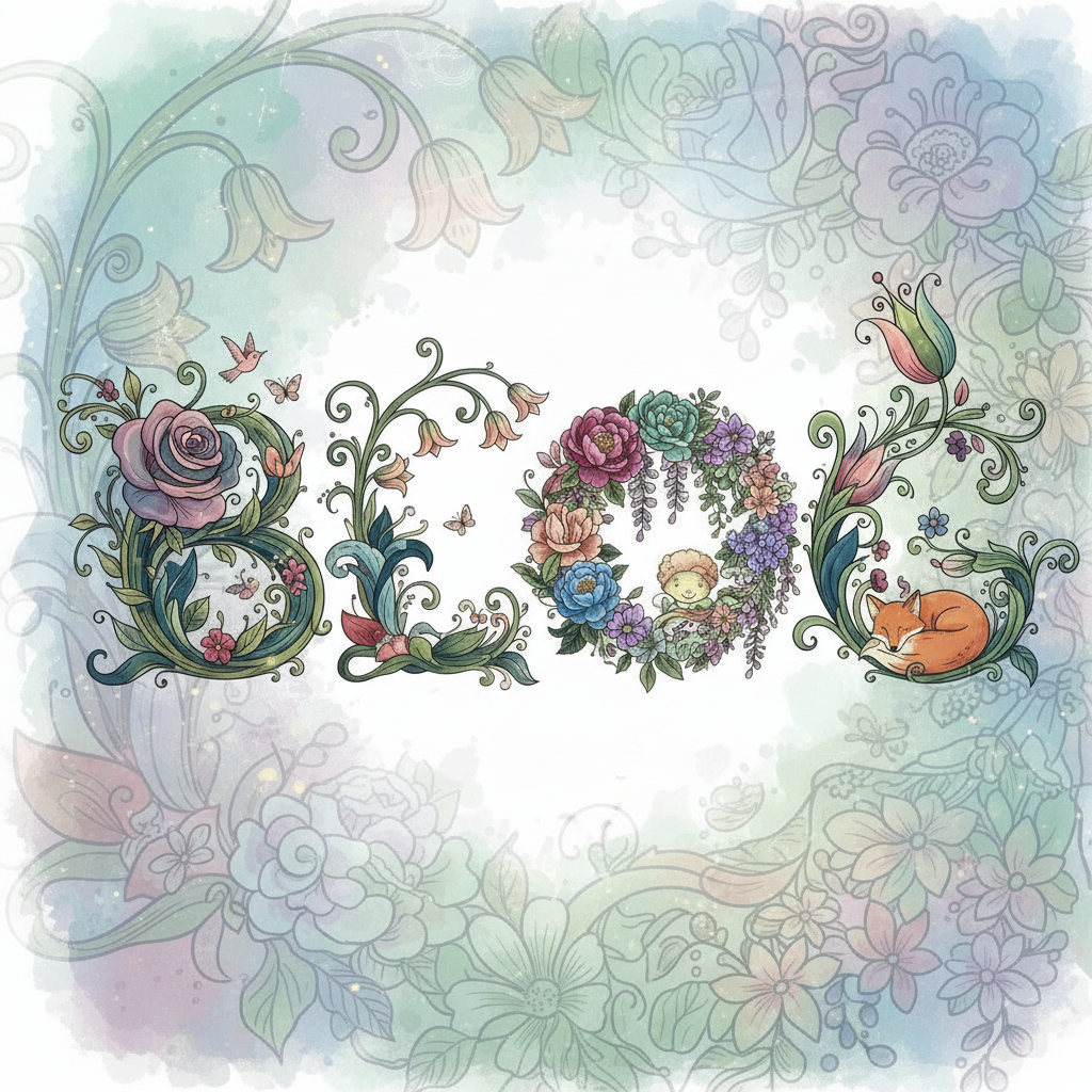 Design an image with the word 'blog' in a cartoon floral theme. Make the letters clear, bold, and easy to read, avoiding a childlike appearance. Focus on whimsical floral elements while ensuring legibility.